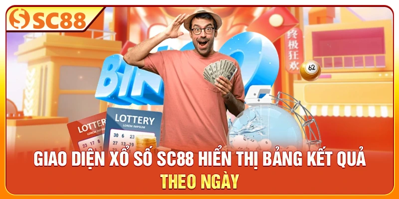 Giao diện xổ số SC88 hiển thị bảng kết quả theo ngày
